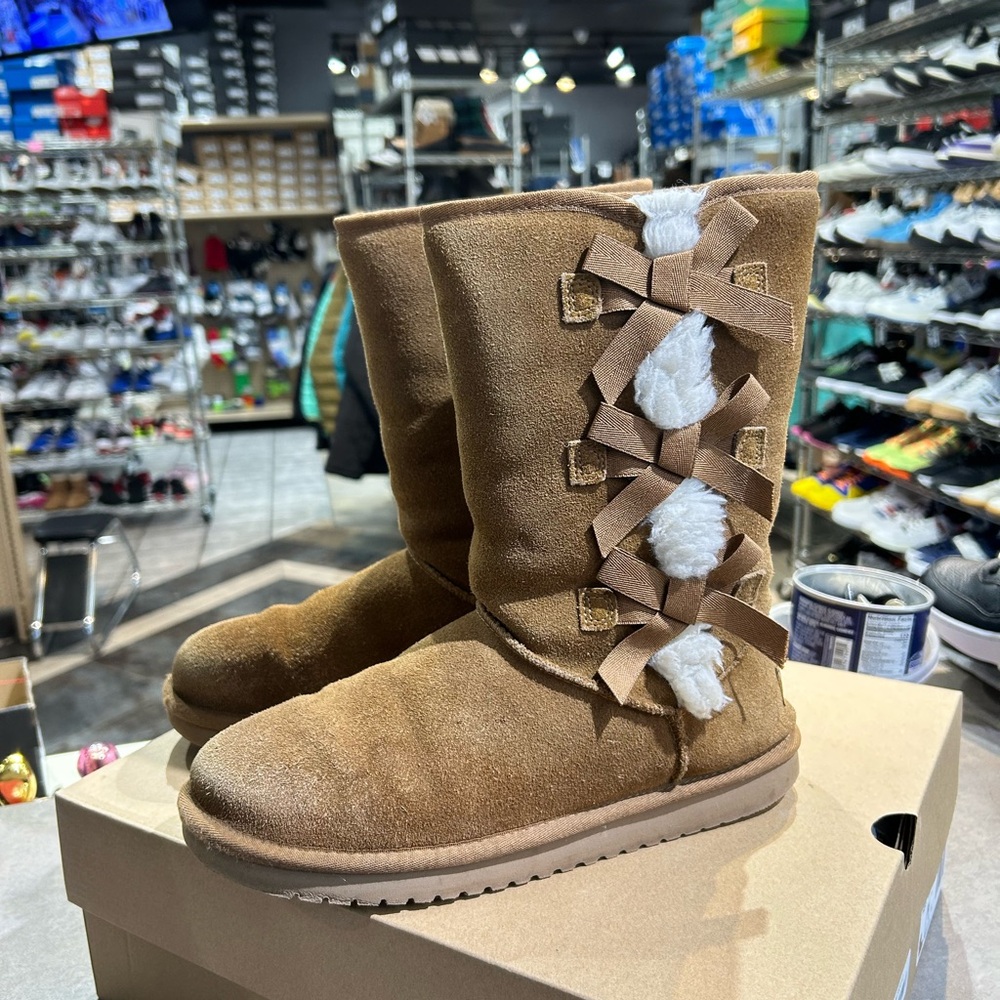 Koolaburra Tan Suede Boots with White Accents